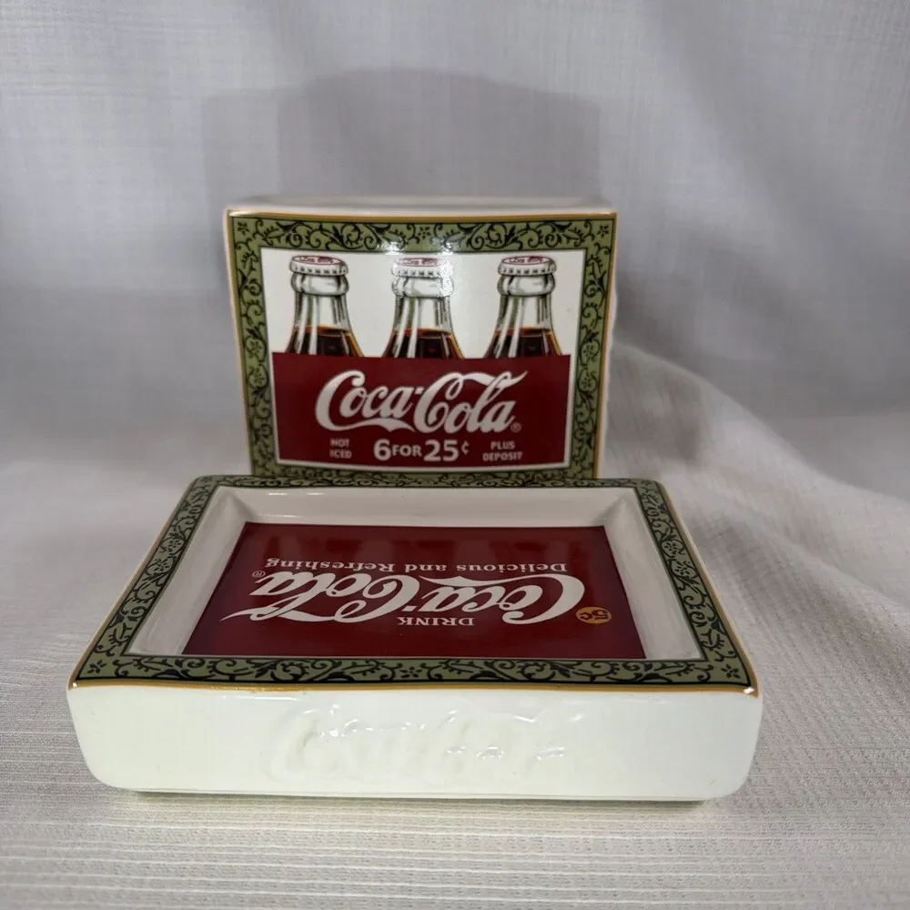 Vintage Coca-Cola Ceramic 2-Piece Bathroom Accessory Set